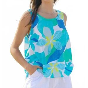 NEW ESCAPE regatta floral button back floral tank top in maui